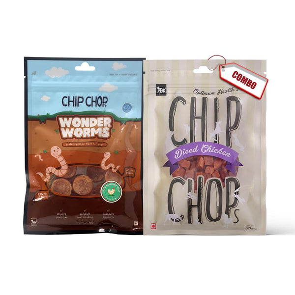 CHIP CHOP WONDER WORMS DICED CHICKEN WITH MEALWORMS 70G