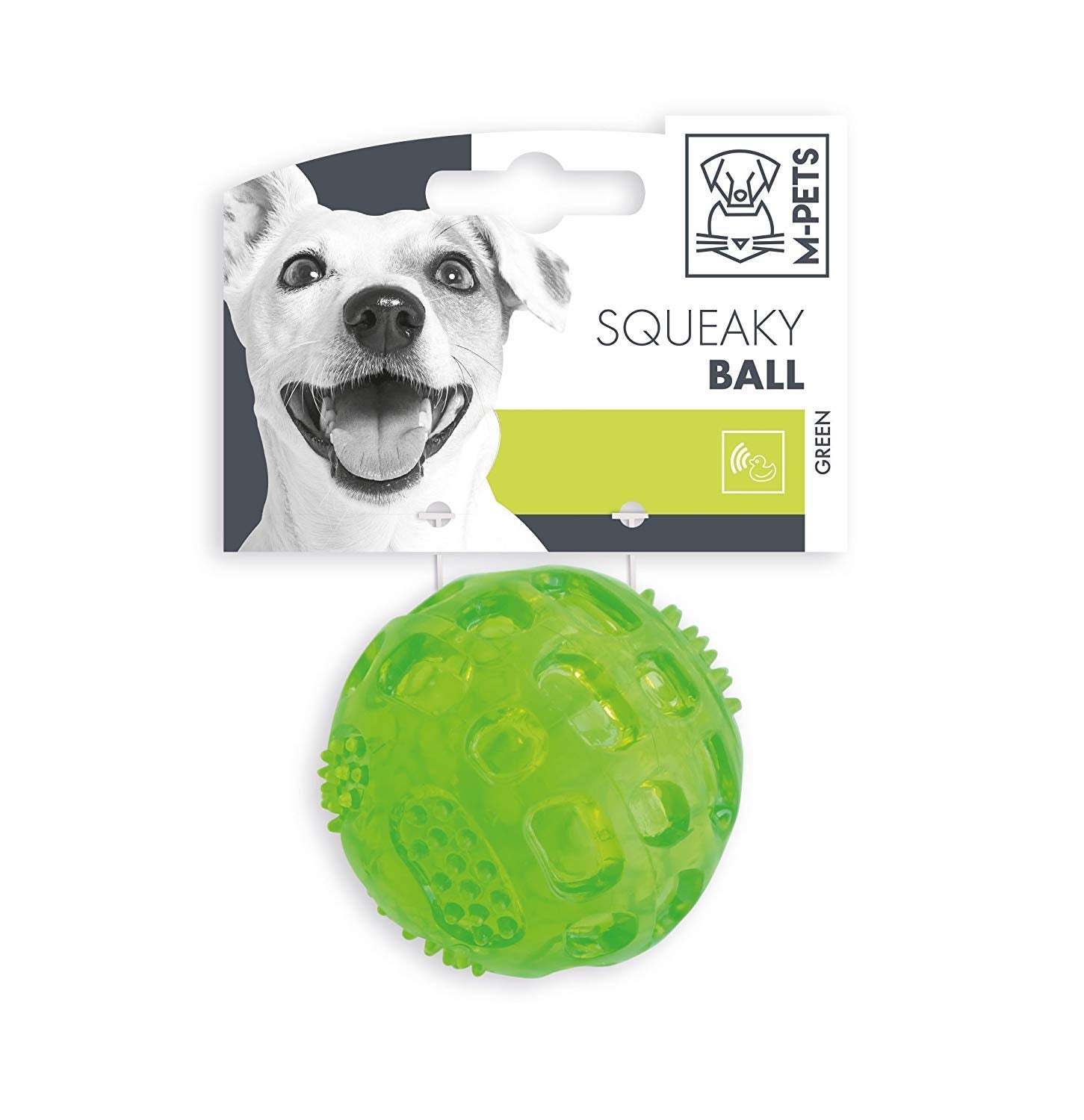 M PETS SQUEAKY FUN BALL GREEN