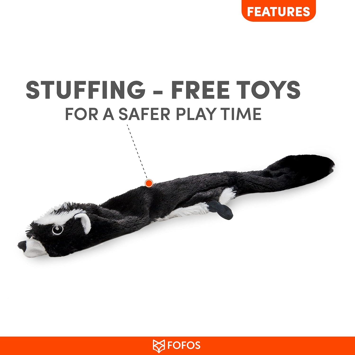 BARKBUTLER FOFOS DOG TOY SKINNEEZ SKUNK