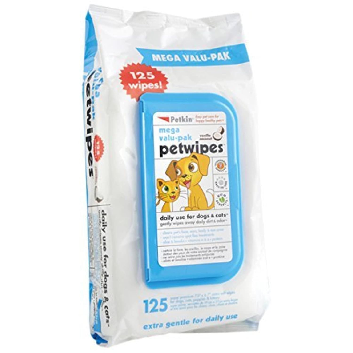 PETKIN PETWIPES MEGA VALUPAK 125 PCS