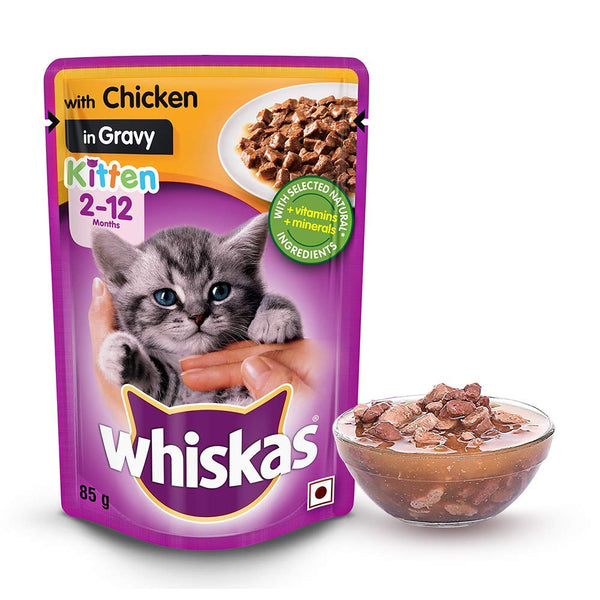 WHISKAS KITTEN CHICKEN IN GRAVY 85G