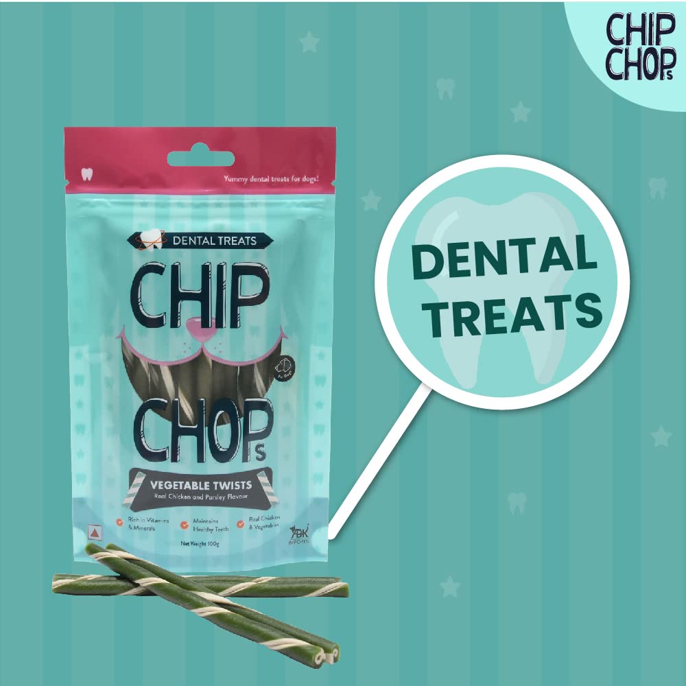 CHIP CHOPS VEGETABLE TWISTS REAL CHICKEN AND PARSLEY FLAVOUR 100G