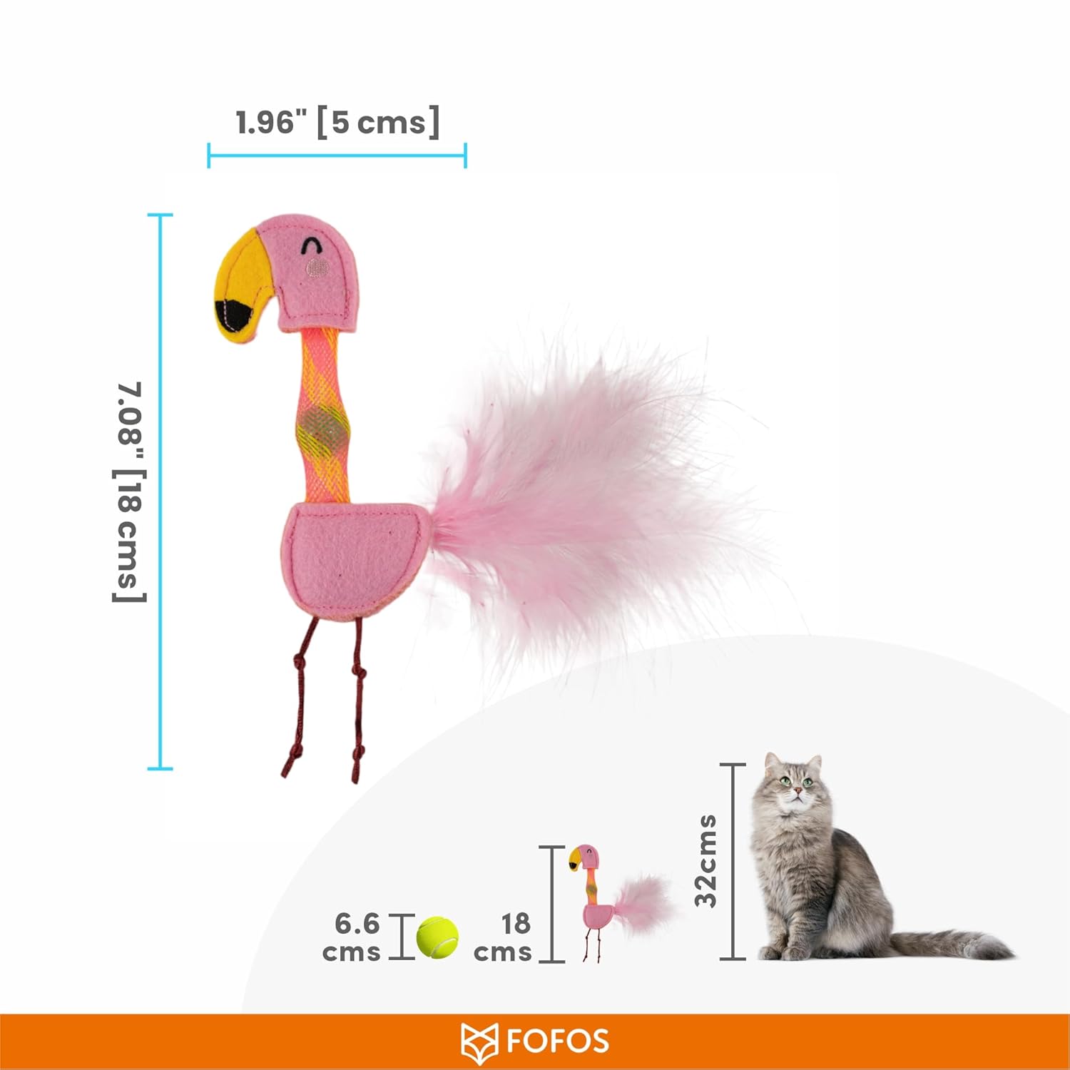 FOFOS CAT FLICK TUBE TOY FLAMINGO