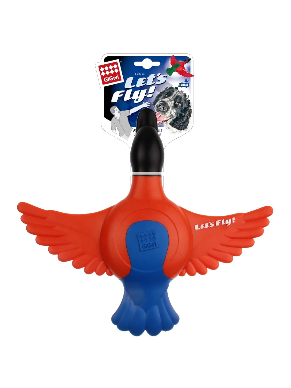 6736 LETS FLY DUCK WITH SQUEAKER TPR ORANGE BLUE