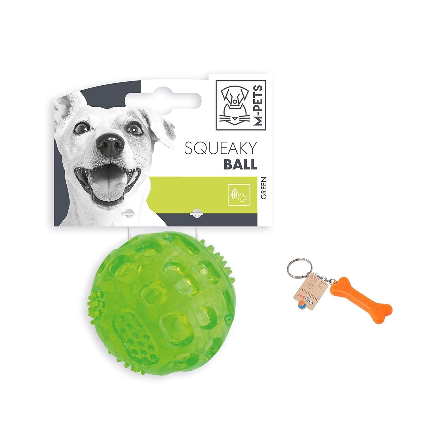 M PETS SQUEAKY FUN BALL GREEN
