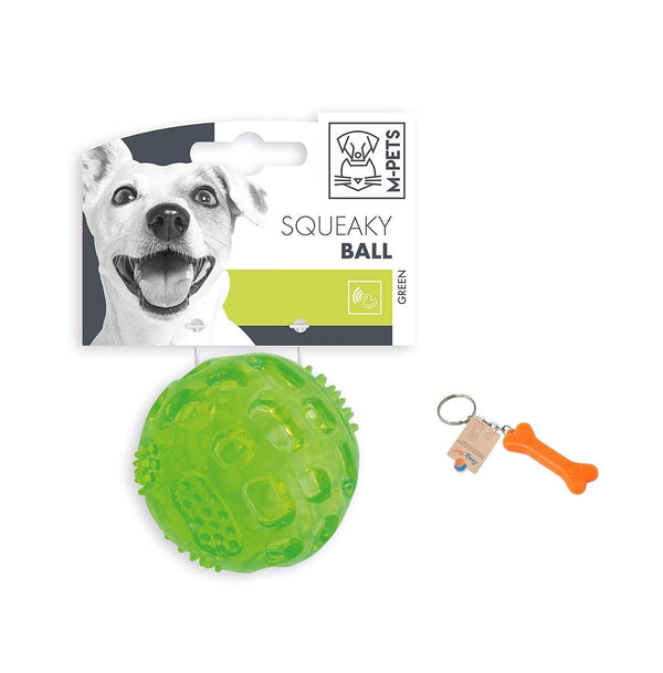 M PETS SQUEAKY FUN BALL GREEN