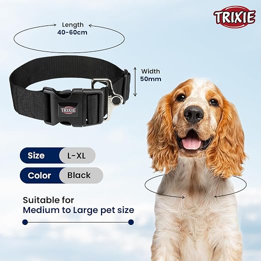 TRIXIE EXTRA WIDE PREMIUM COLLAR M L 40 60CM 50MM BLACK