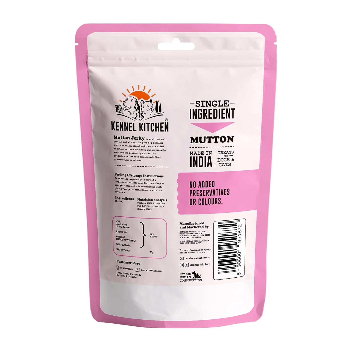 KENNEL KITCHEN MUTTON JERKY 70G