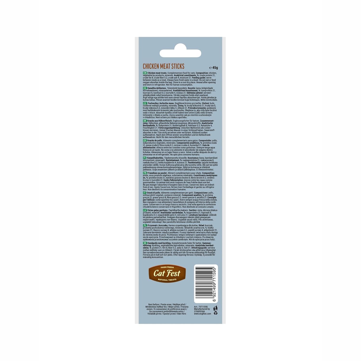 CATFEST MEAT STICKS CHICKEN 45G