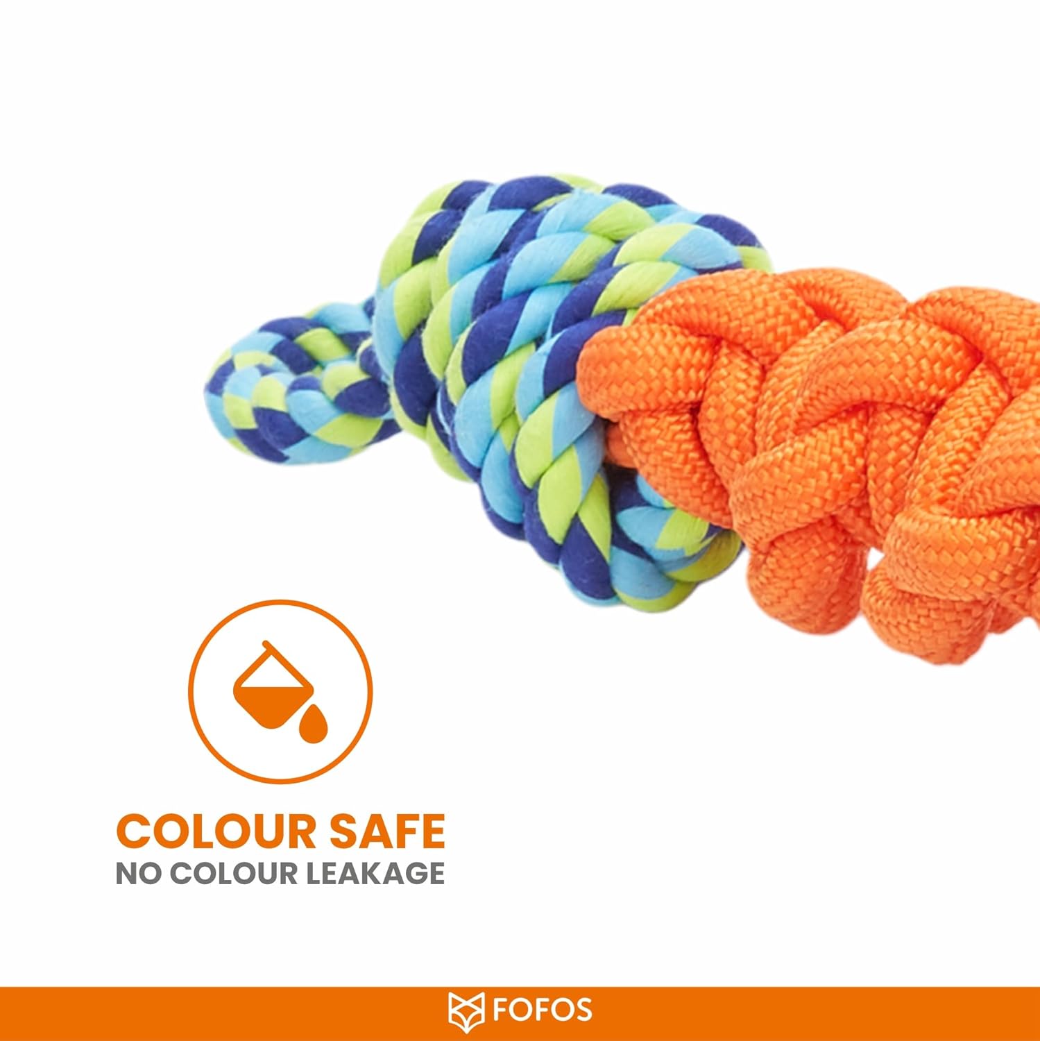 FOFOS FLOSSY ROPE DOG TOY BLUE ORANGE