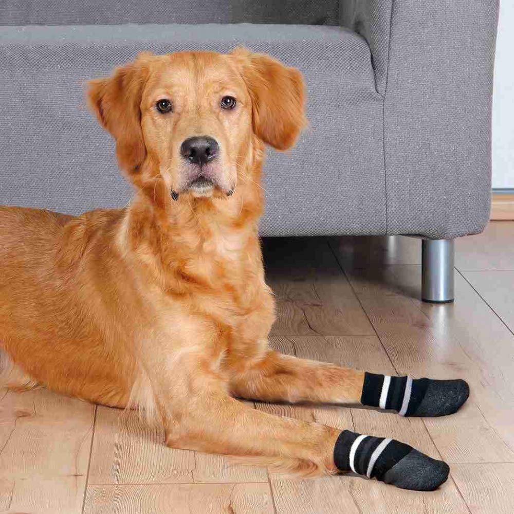 DOG SOCKS NON SLIP WITH ALL ROUND RUBBER COATING S M 2 PCS BLACK