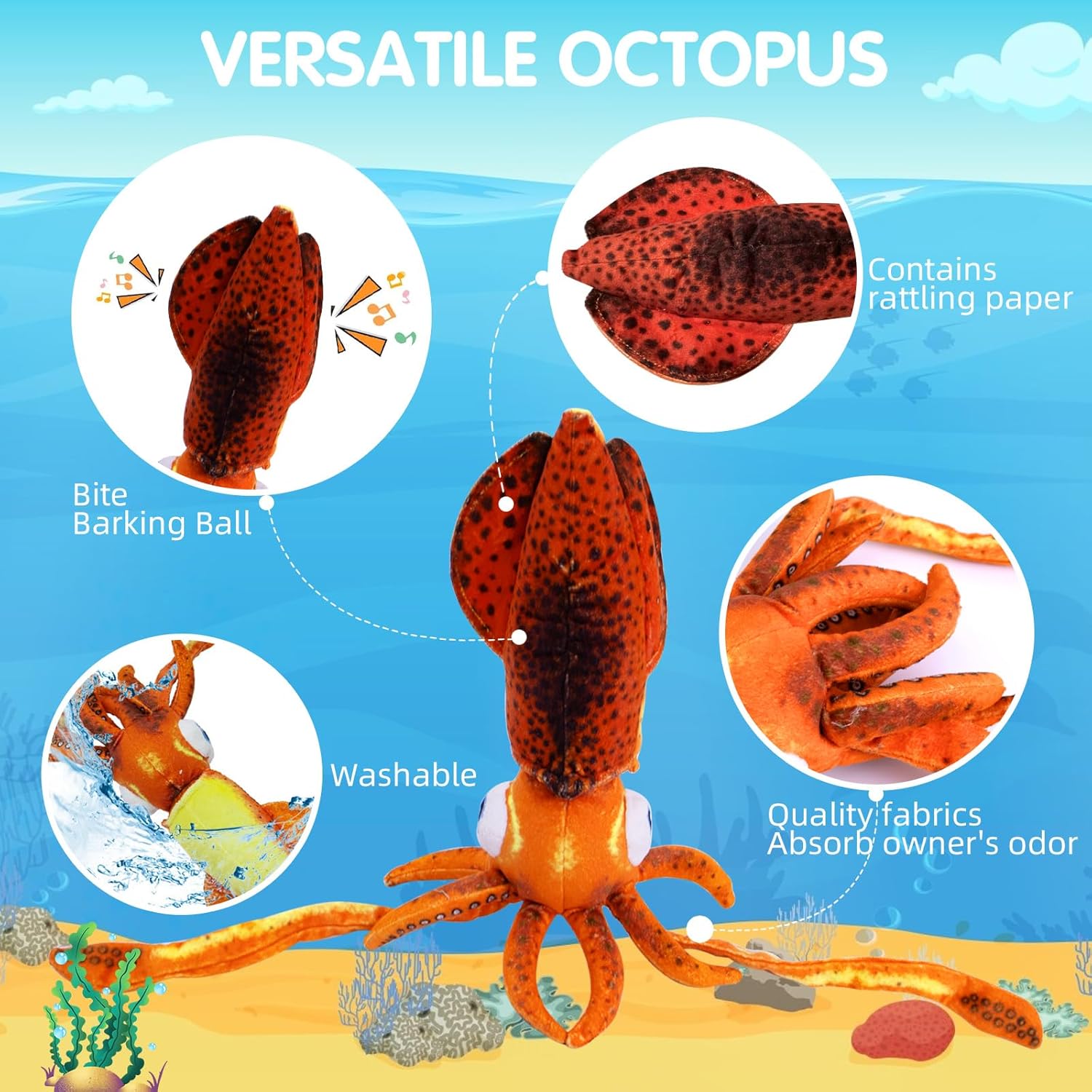 FOFOS DURABLE DOG CHEW TOY CUTTLEFISH