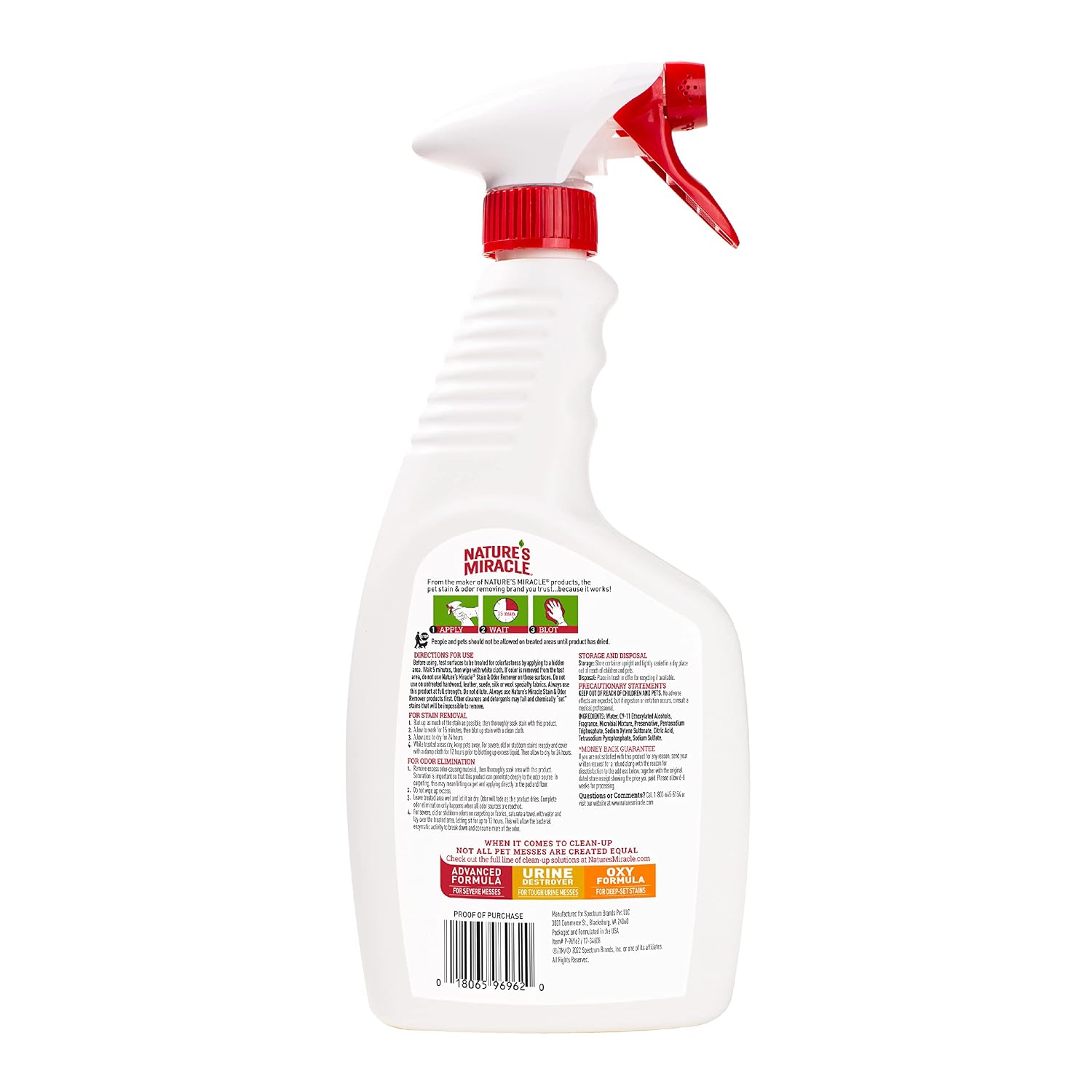 NATURES MIRACLE STAIN AND ODOUR NO MORE MARKING 24 OZ