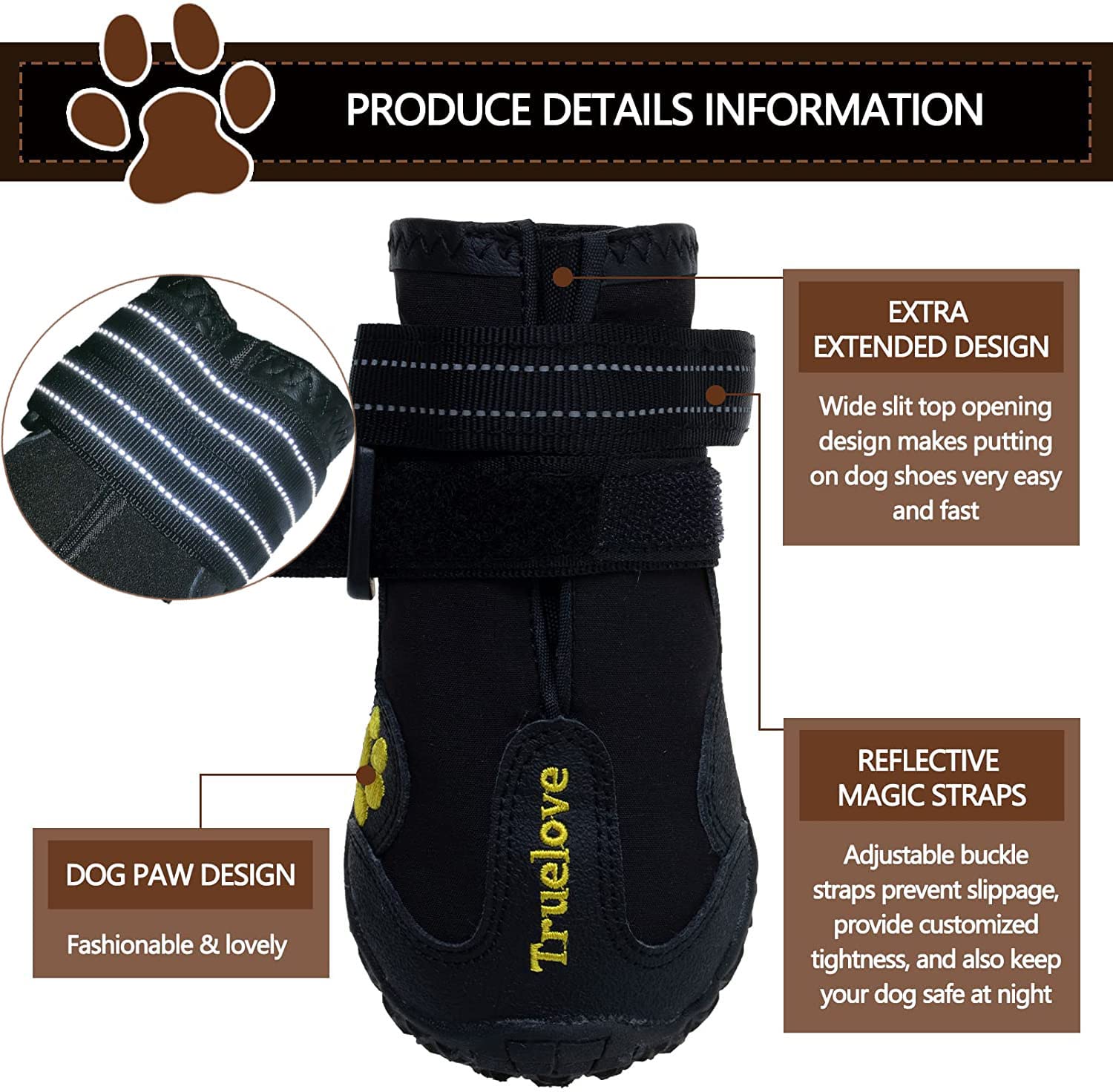 TRUELOVE PET BOOTS SIZE 8 BLACK