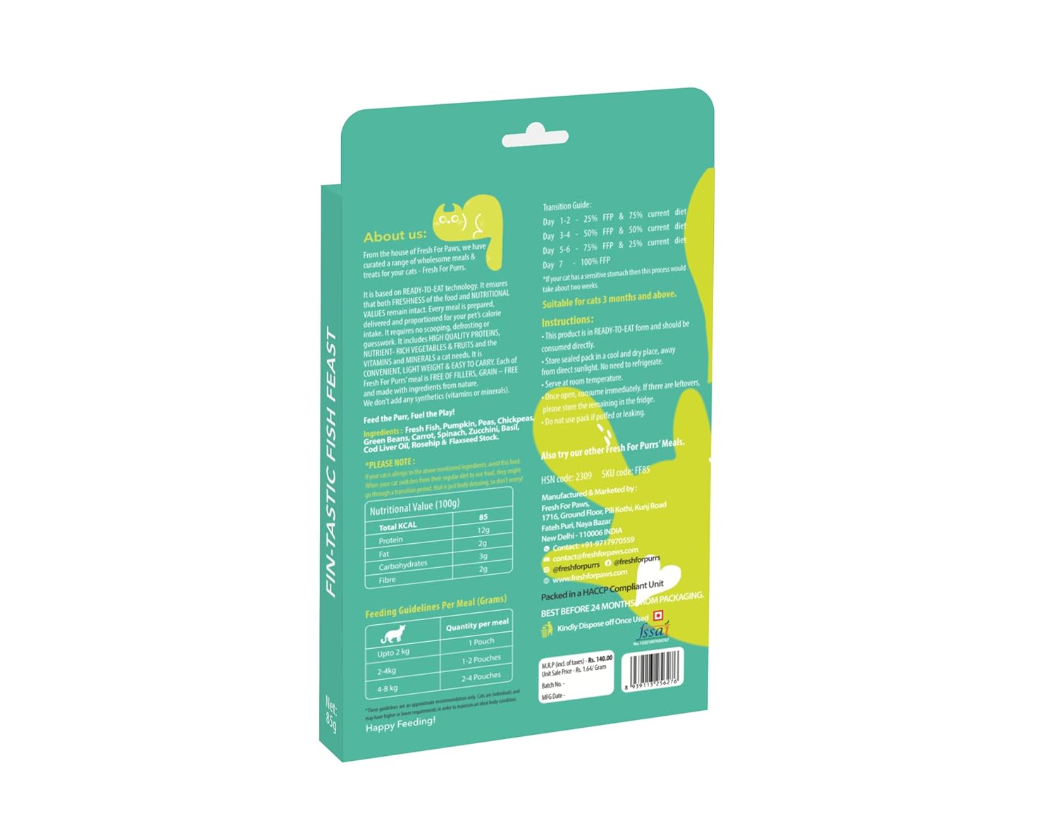 FRESH FOR PURRS FINTASTIC FISH FEAST 85GM