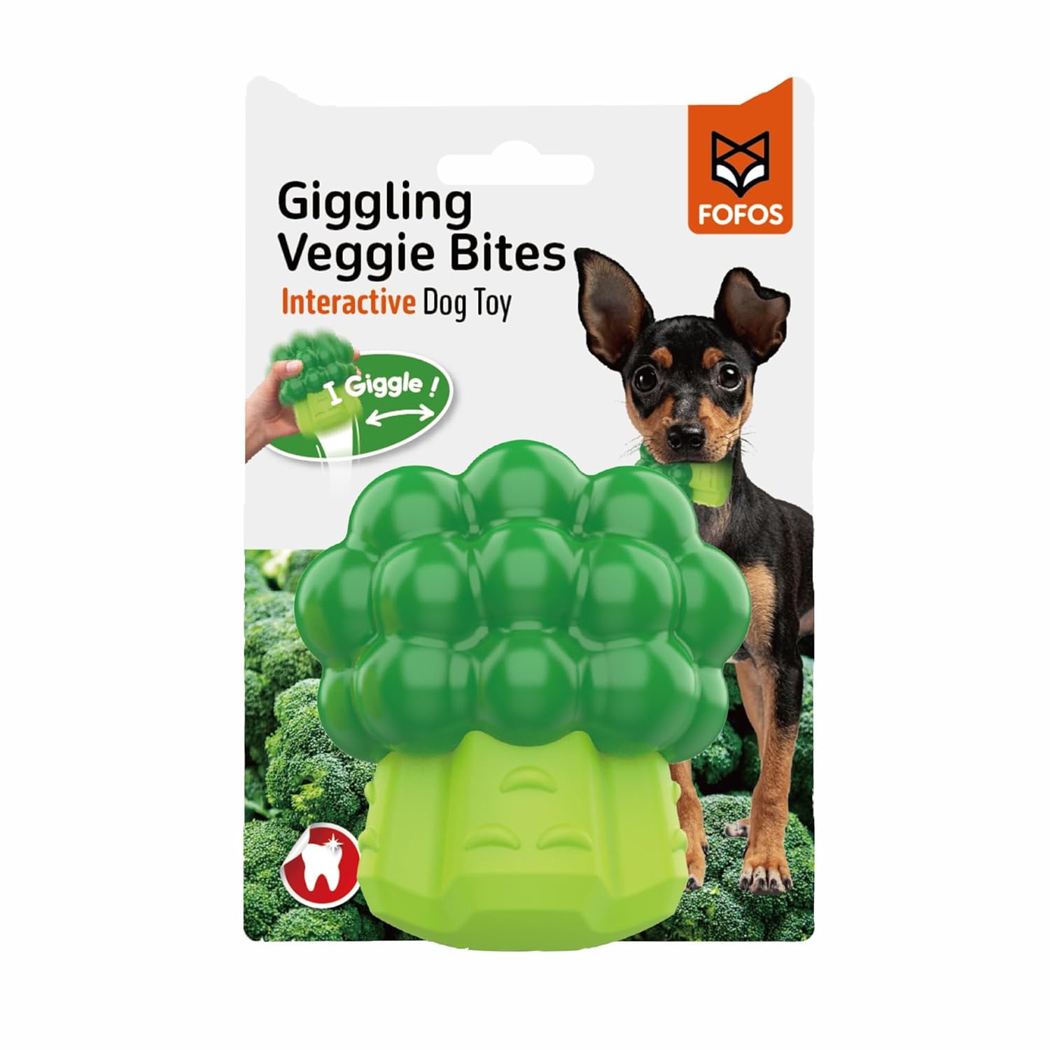 FOFOS GIGGLING VEGI BITES DOG TOY BROCCOLI