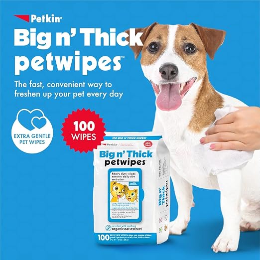 PETKIN BIG N THICK PETWIPES 100 WIPES