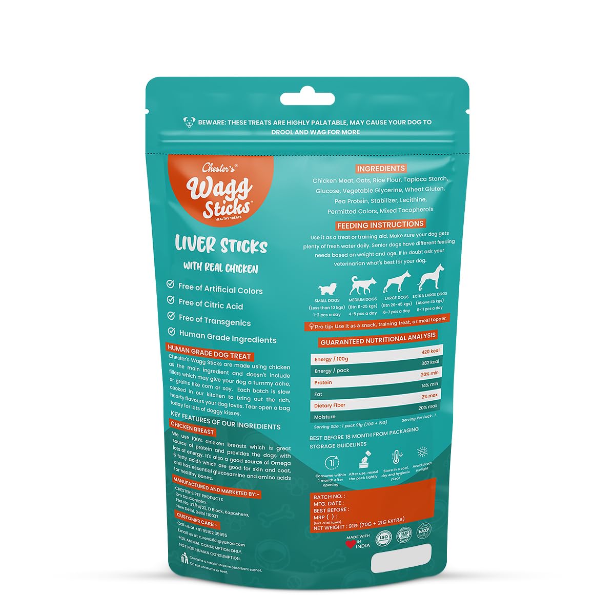 CHESTER WAGG STICKS LIVER 70G