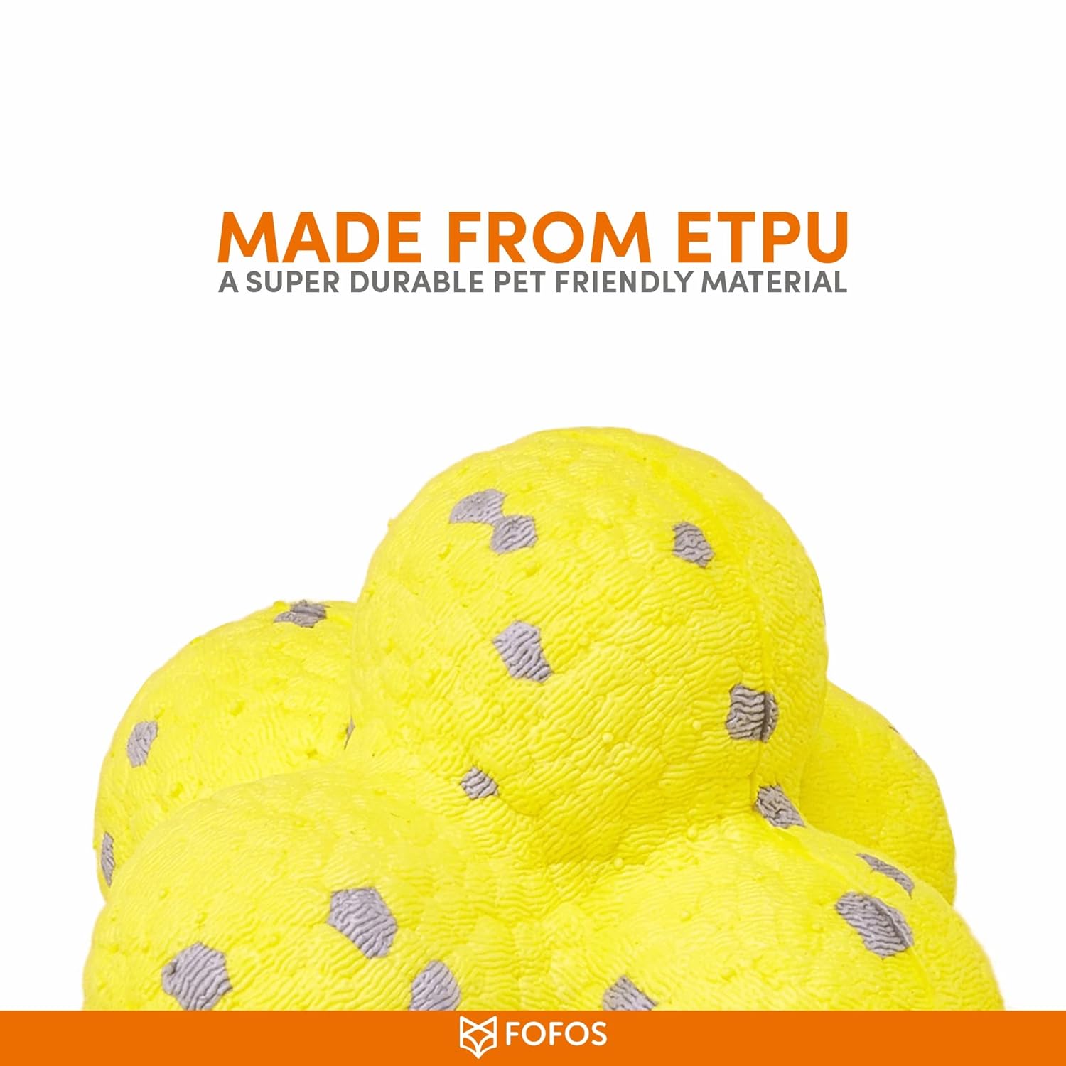 BARKBUTLER FOFOS ULTRA DURABLE DOG BALL YELLOW GREY