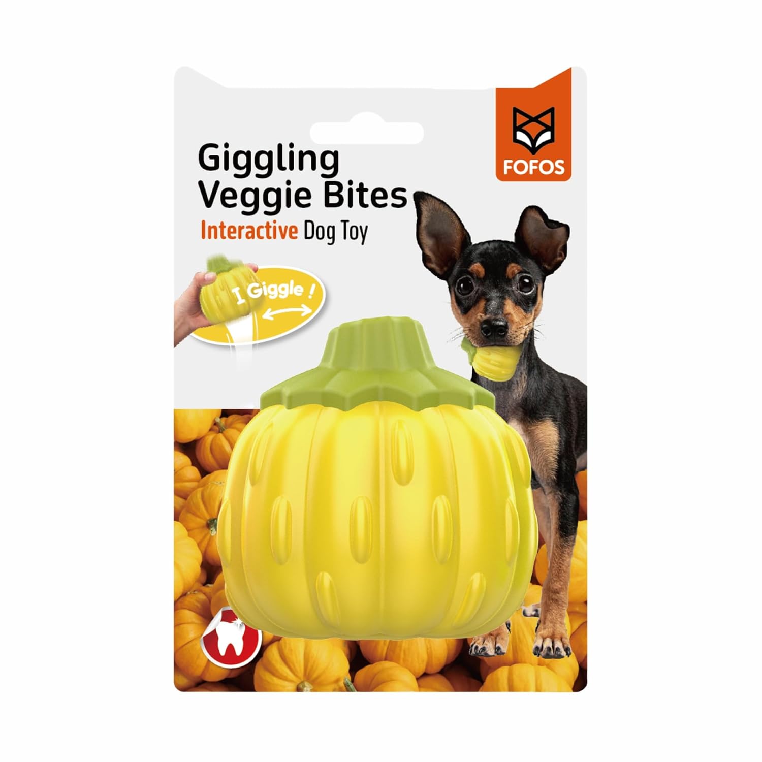 FOFOS GIGGLING VEGI BITES DOG TOY PUMPKIN