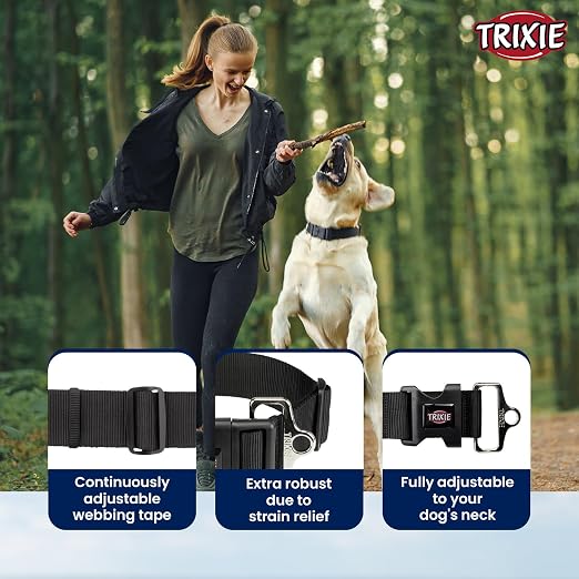 TRIXIE EXTRA WIDE PREMIUM COLLAR M L 40 60CM 50MM BLACK