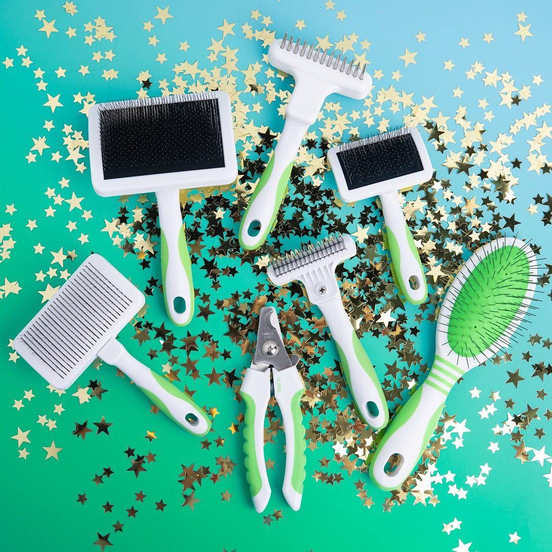 FLEXIBLE DOG RAKE WHITE LIME GREEN