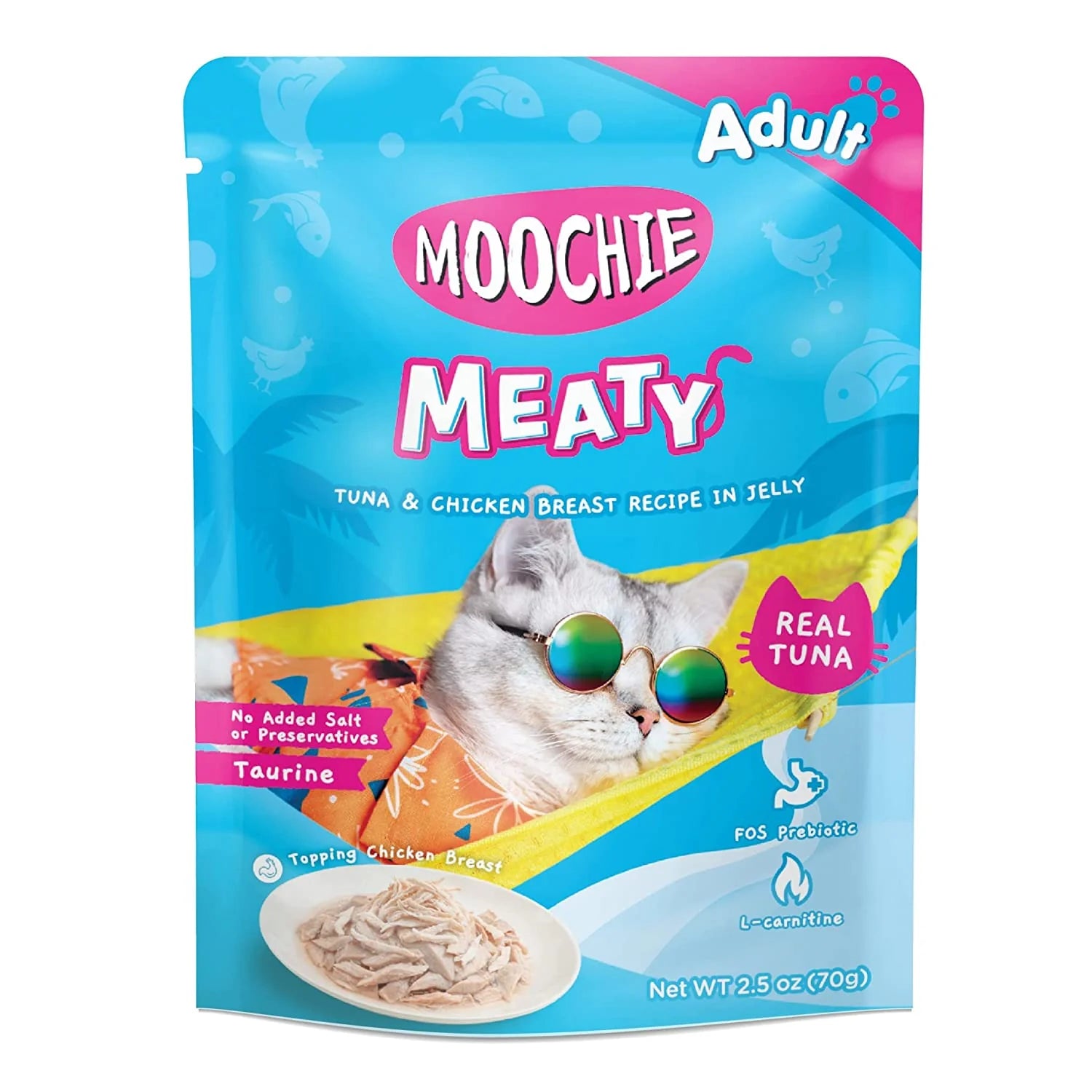MOOCHIE MEATY ADULT TUNA AND CHICKEN BREAST 70G