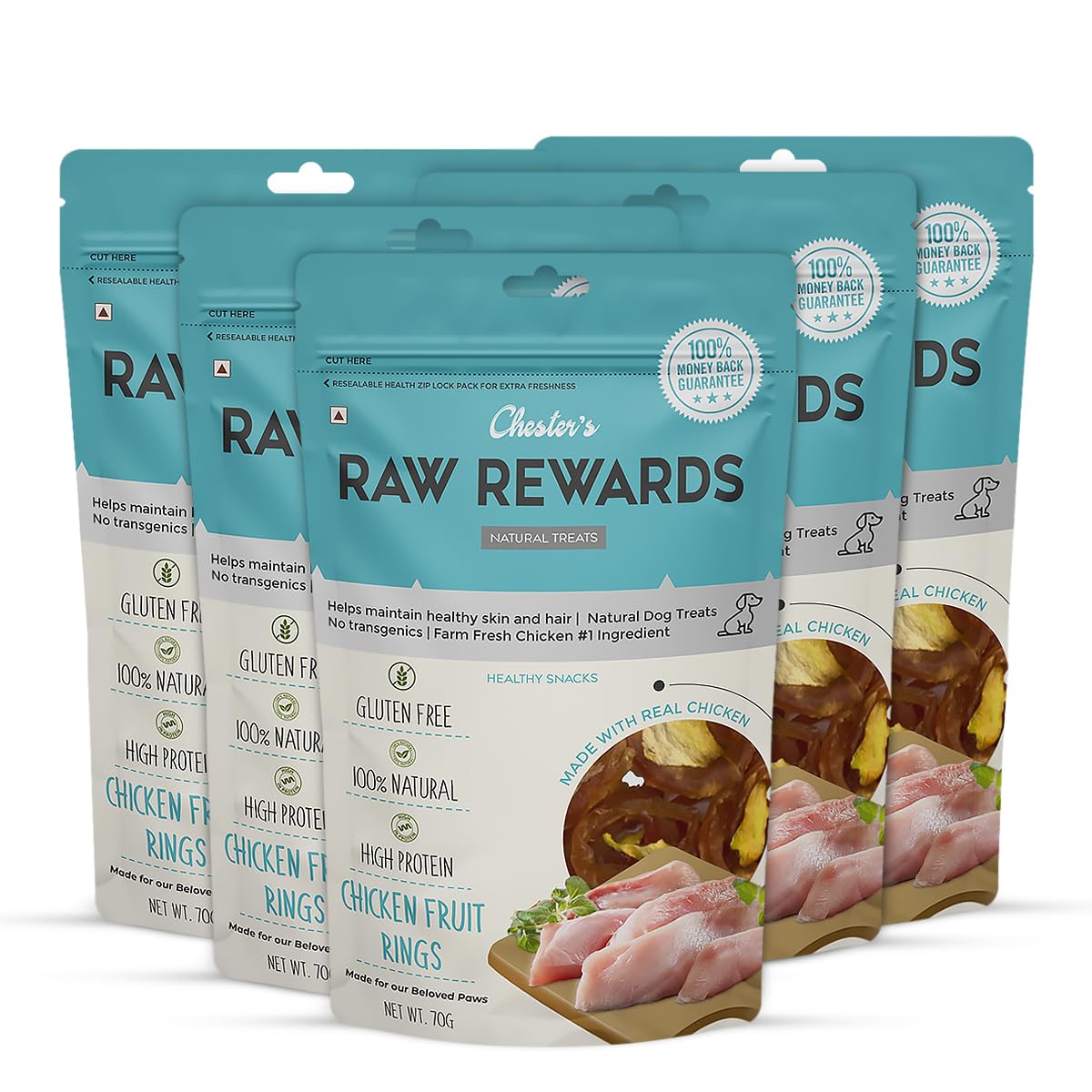 CHESTER RAW REWARD CHICKEN FRUIT RINGS 50G