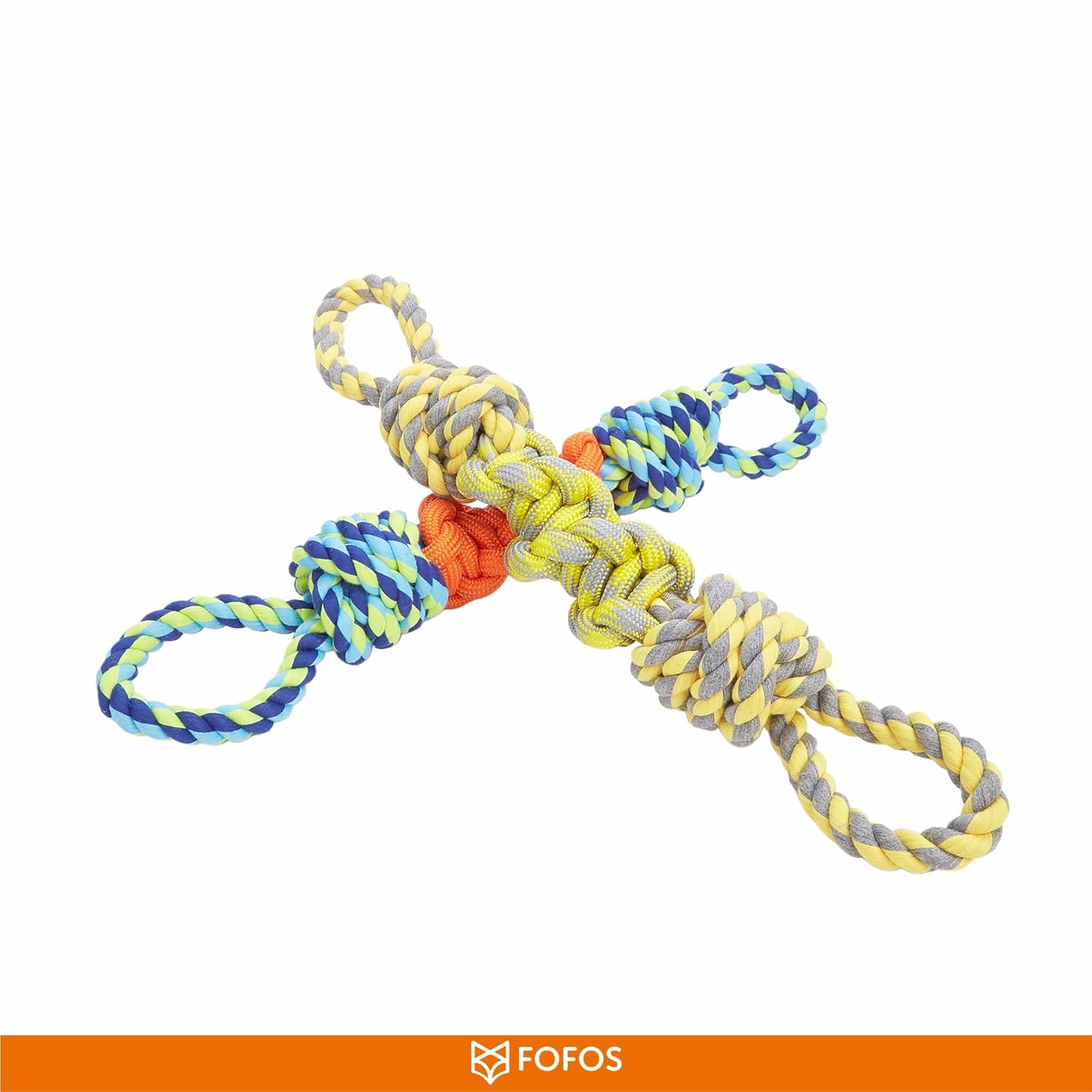 FOFOS FLOSSY ROPE DOG TOY YELLOW GREY