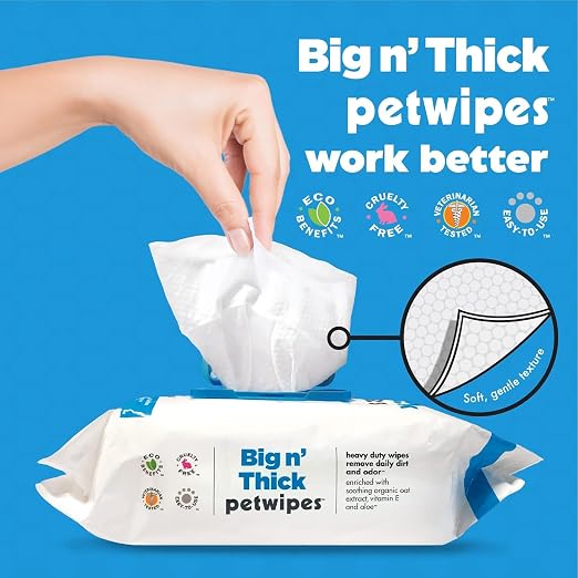 PETKIN BIG N THICK PETWIPES 100 WIPES