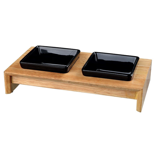 TRIXIE BOWL SET CERAMIC WOOD 2X0.2L 28X5X15CM BOWIS BLACK