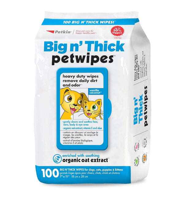 BIG N THICK PETWIPES 100 WIPES