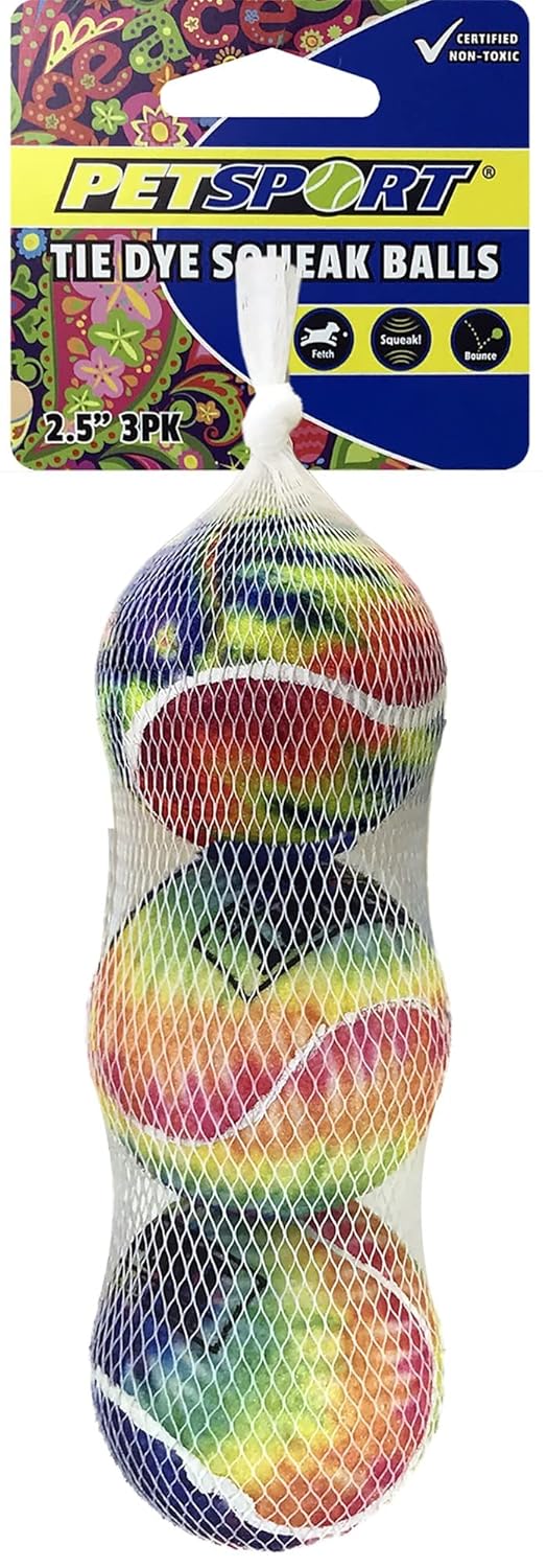 TIE DYE SQUEAK BALL 2.5 INCHES 3PK