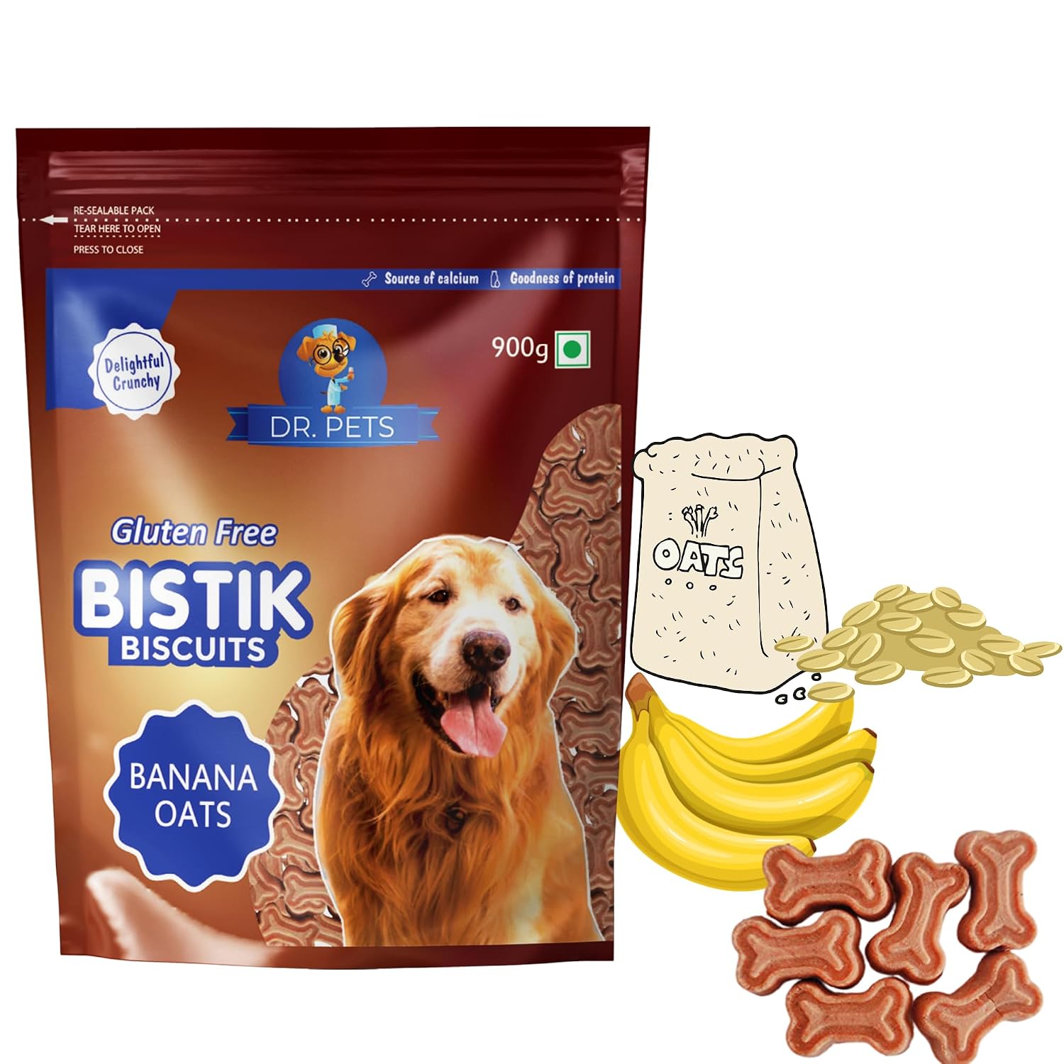 DR PET BISTIK BANANA OATS 900G