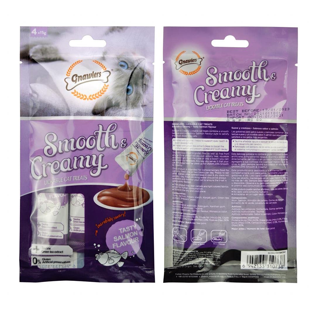 GNAWLERS CREAMY TREATS SALMON 60GM
