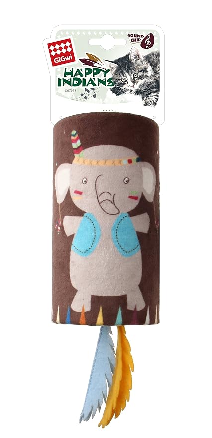 GIGWI HAPPY INDIANS MELODY CHASER ELEPHANT W MOTION ACTIVATED SOUND CHIP