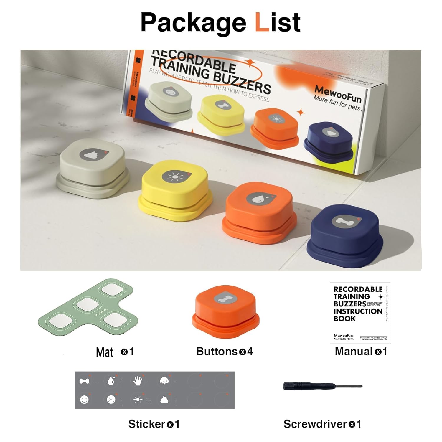 PW MEWOOFUN SET 4 RECORDABLE PET  BUZZERS