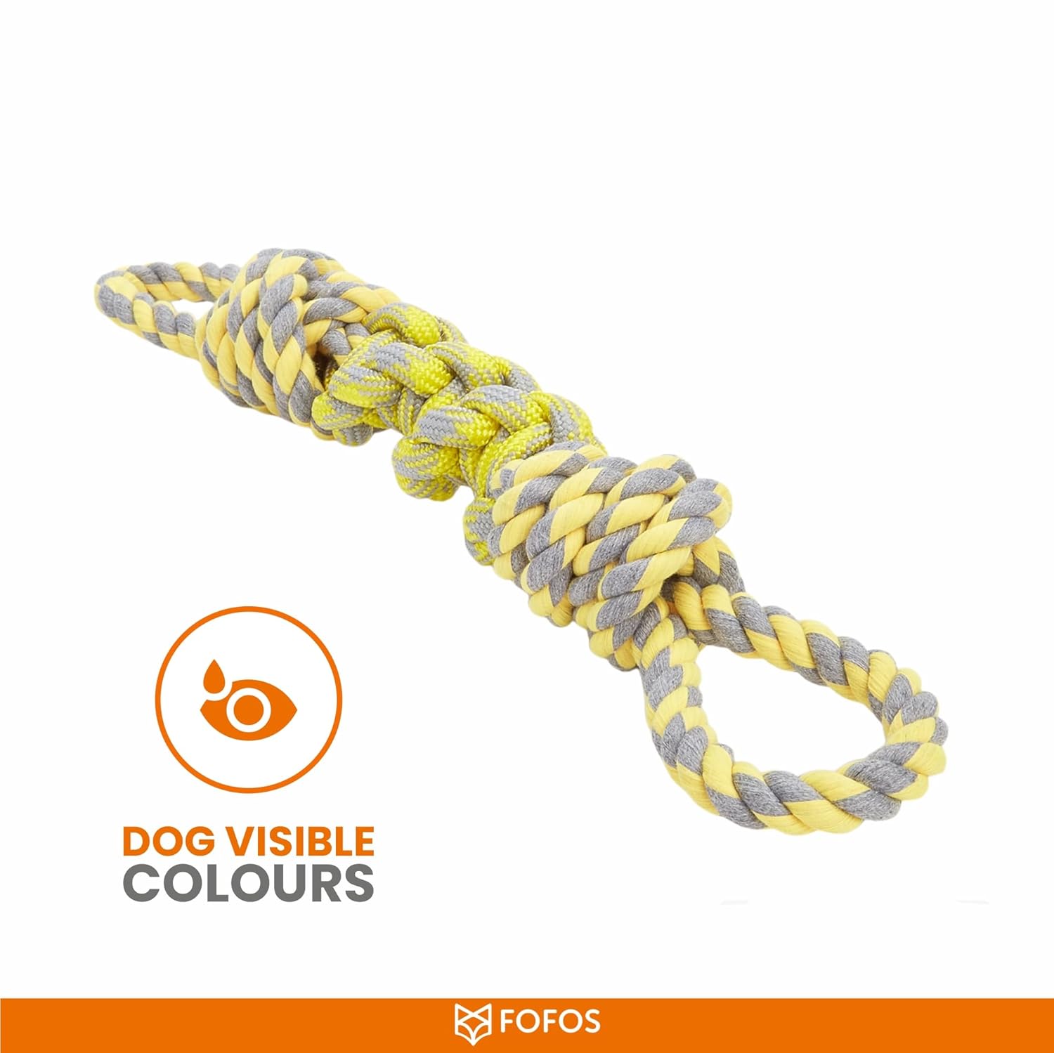 FOFOS FLOSSY ROPE DOG TOY YELLOW GREY