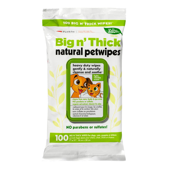 PETKIN BIG NATURAL PET WIPES 100 PCS