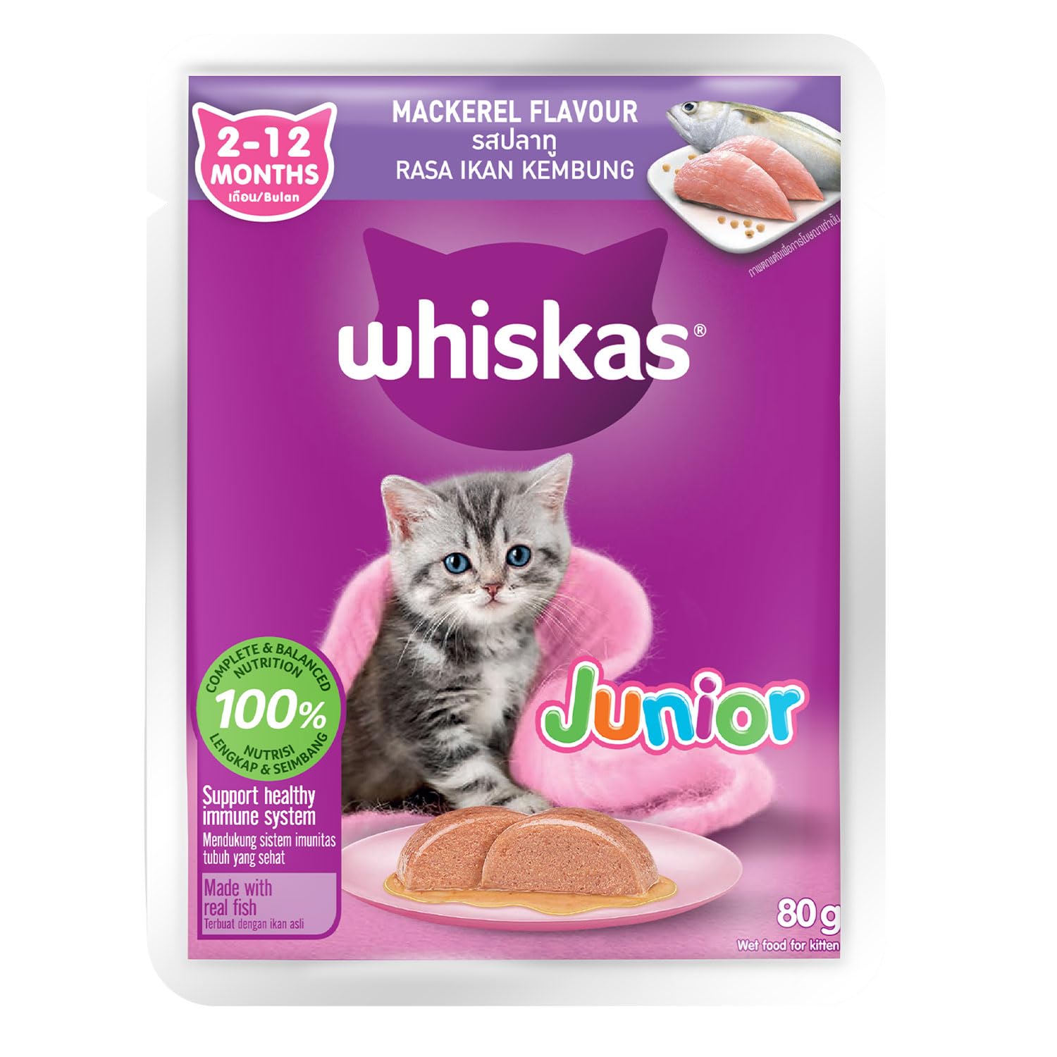 WHISKAS JUNIOR MACKEREL GRAVY 80G