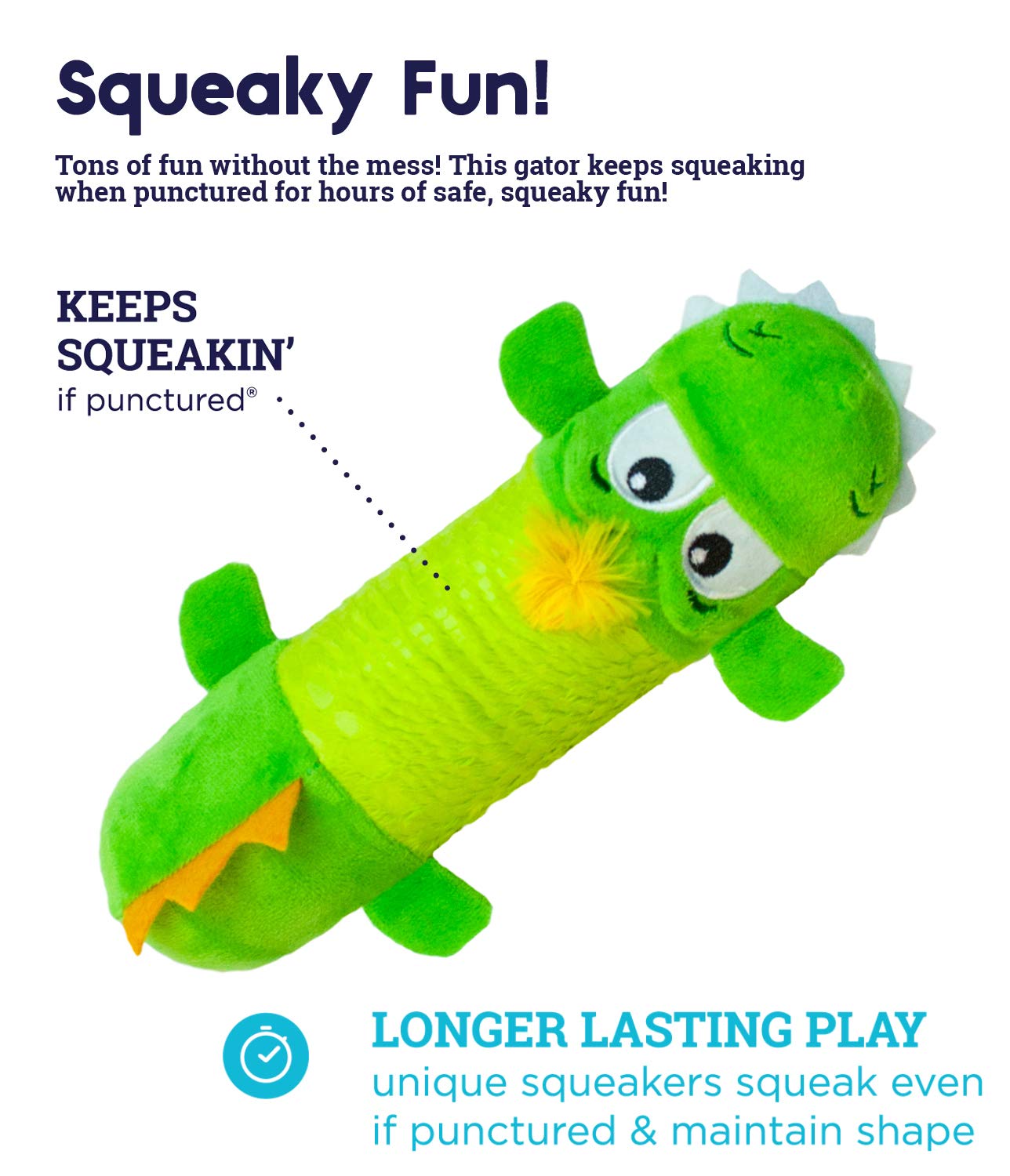 STUFFING FREE BIG SQUEAK GATOR 25 CM