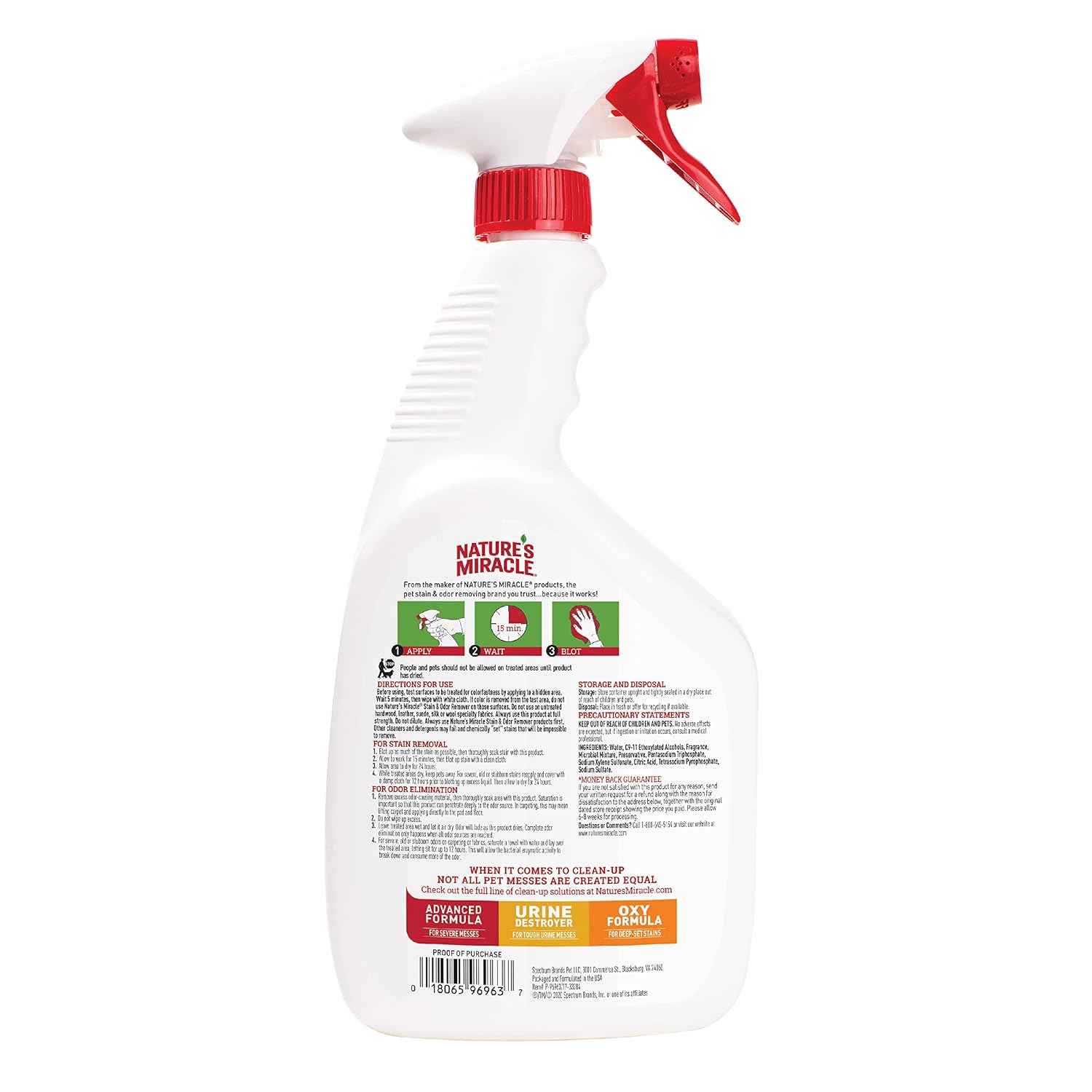 NATURES MIRACLE ADVANCE DISINFECTANT STAIN AND ODOUR REMOVER 32 OZ