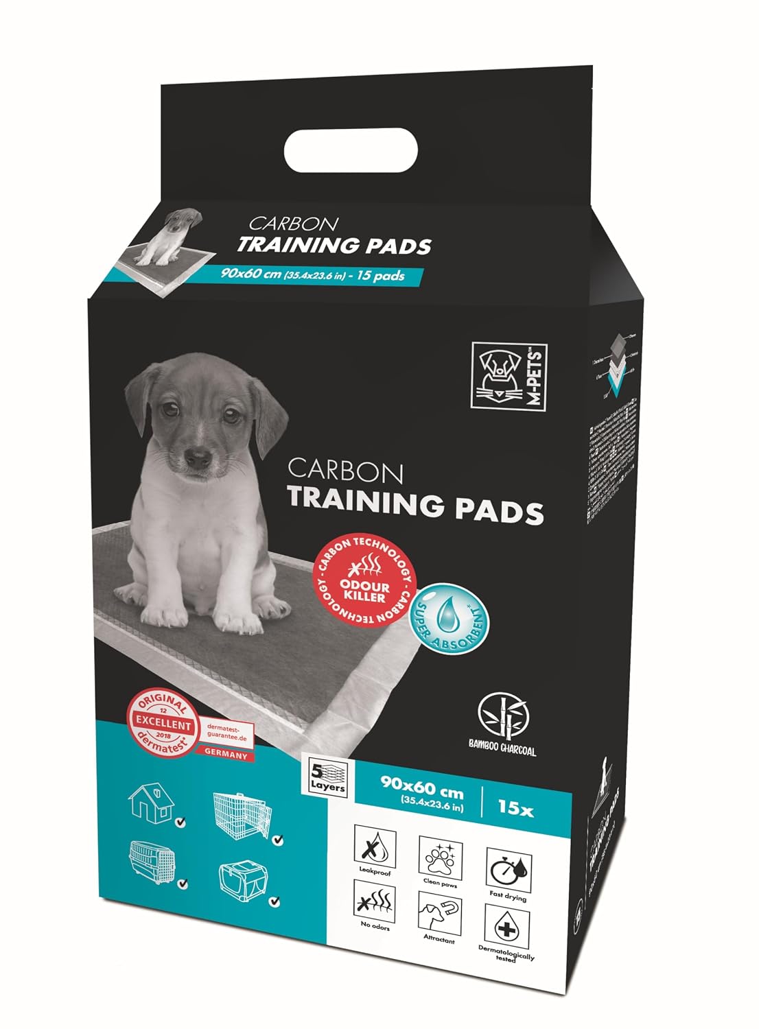 M PETS CARBON TRAINING PADS 15PCS 90X60CM
