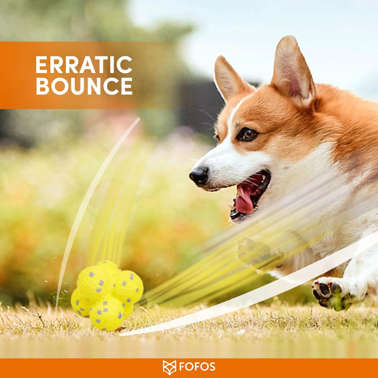 BARKBUTLER FOFOS ULTRA DURABLE DOG BALL YELLOW GREY