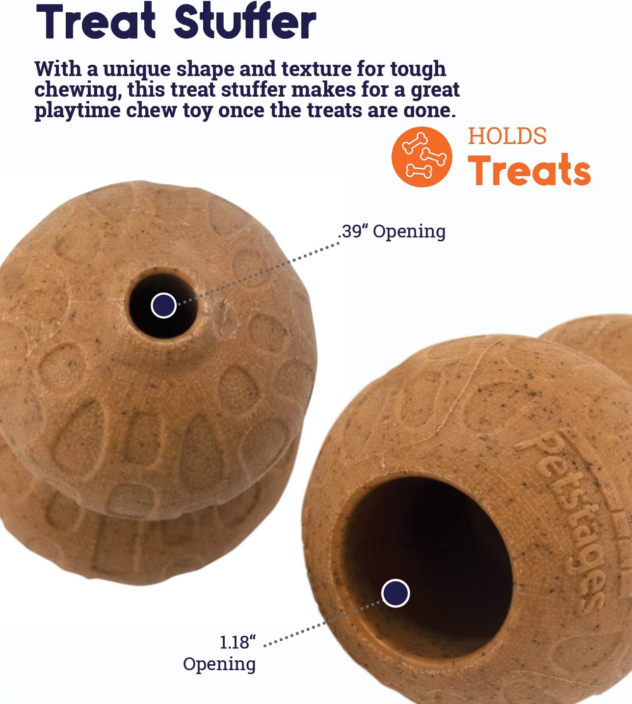 PEANUT STUFFER DOG TOY MEDIUM 11X8 CM BROWN