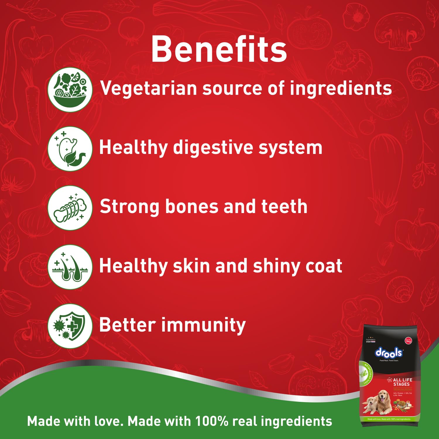 DROOLS ADULT 100 PERC. VEG 1.2KG