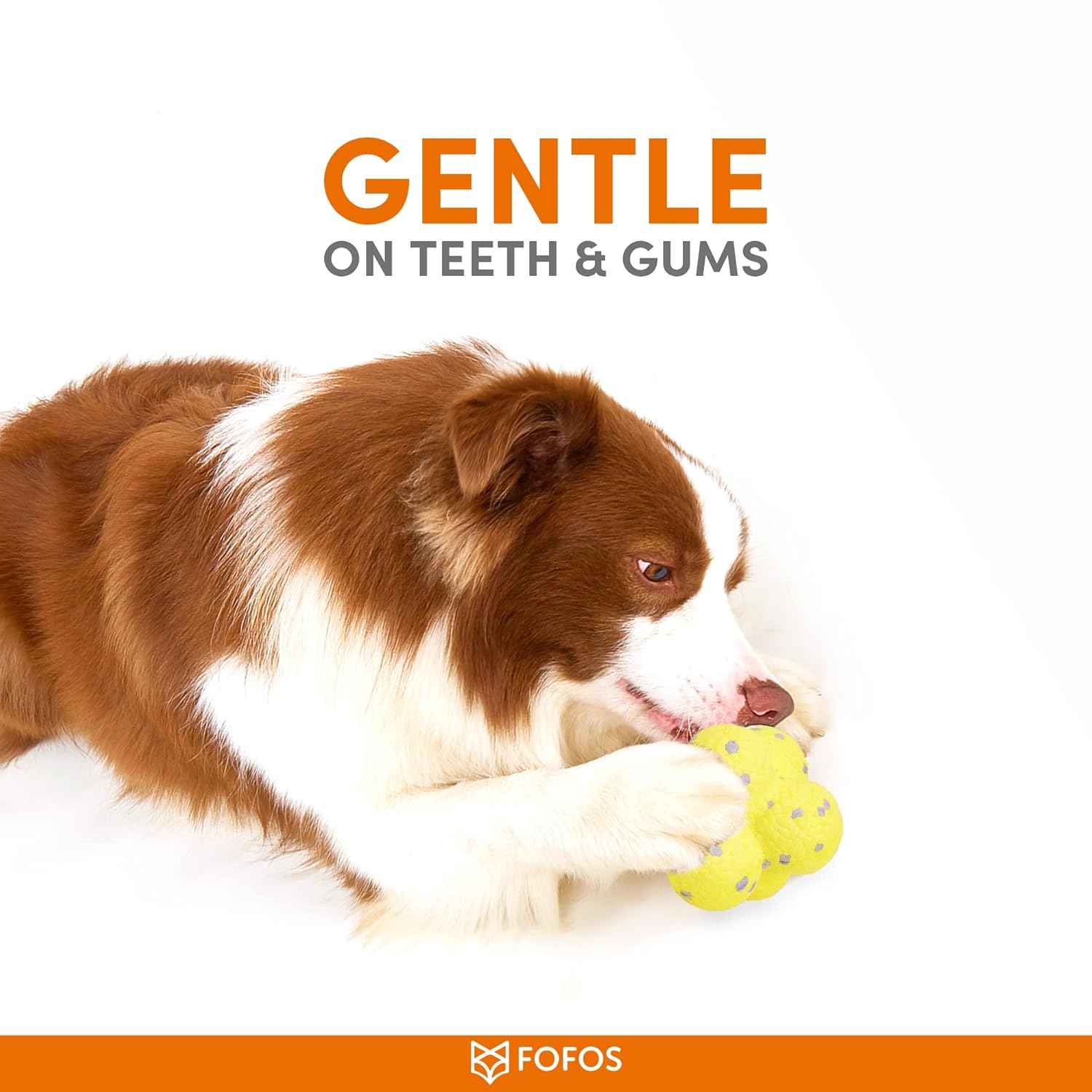 BARKBUTLER FOFOS ULTRA DURABLE DOG BALL YELLOW GREY