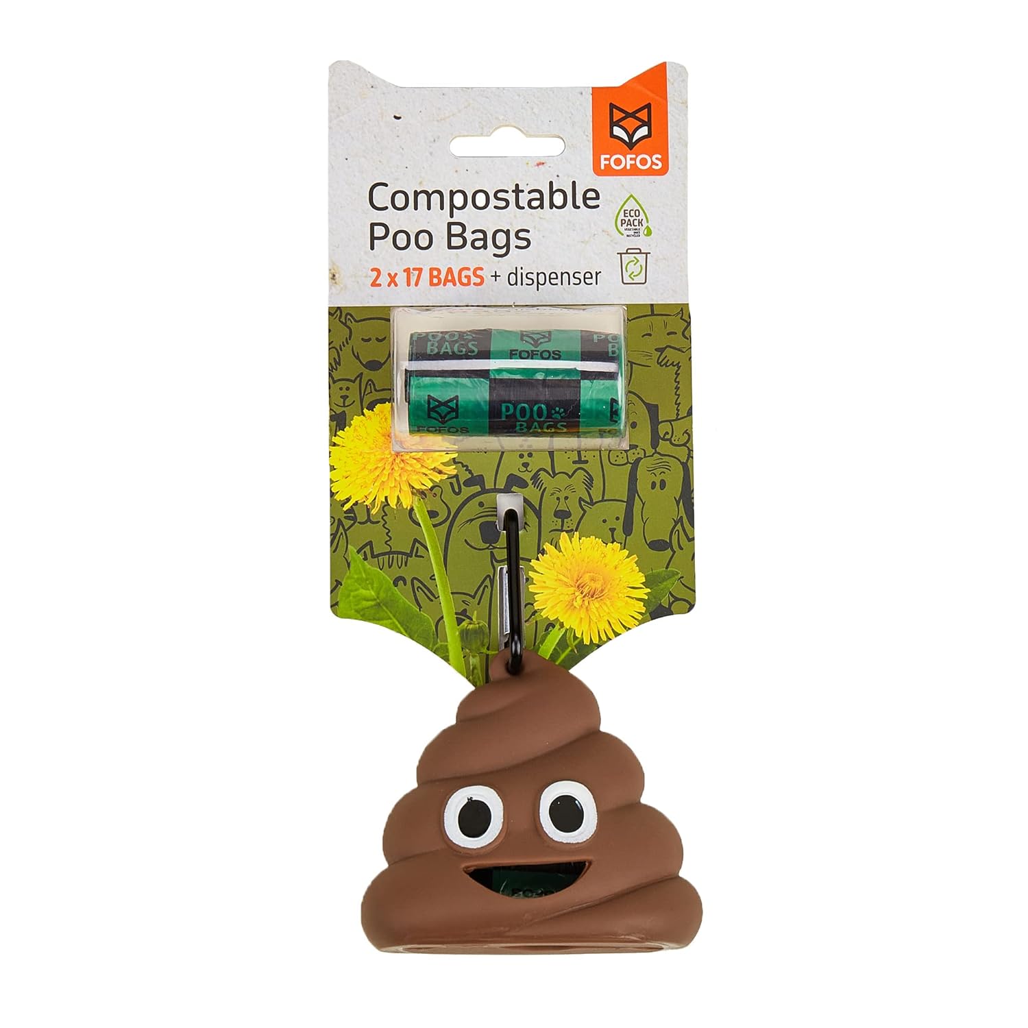 BARKBUTLER FOFOS POOP BAG SETS(34 BAGS WITH ONE DISPENSER)