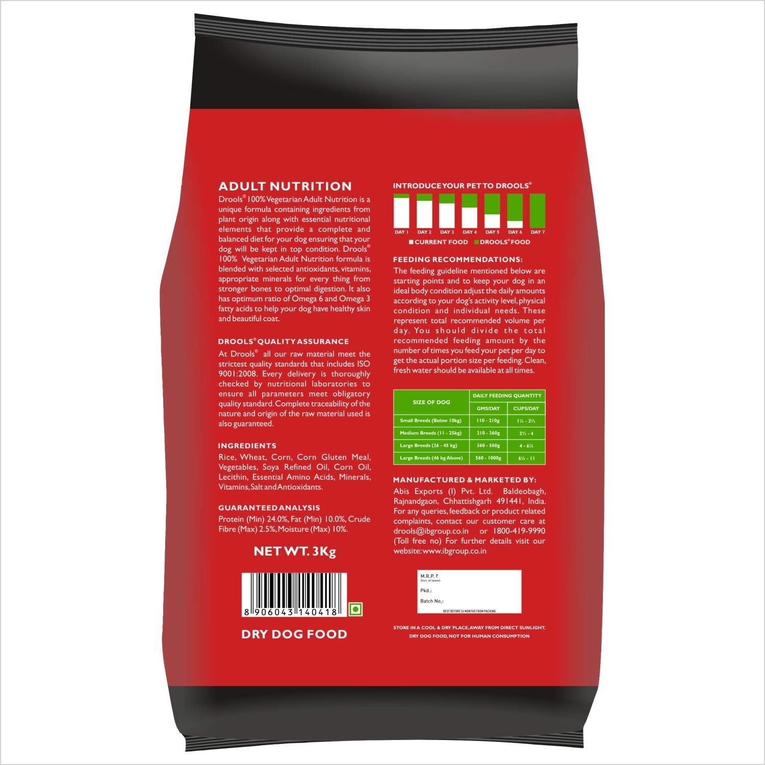 DROOLS 100 PERC. VEG ADULT 3 KG PLUS 1.2 KG