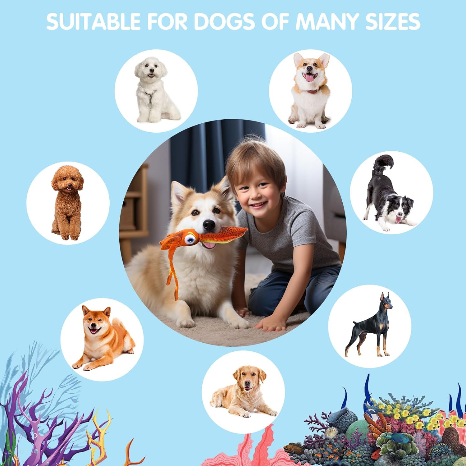 FOFOS DURABLE DOG CHEW TOY CUTTLEFISH